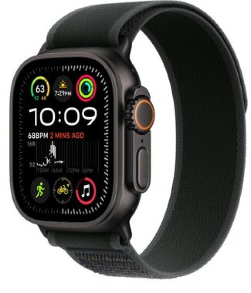 Apple Watch Ultra 2 (2024) GPS+Cellular 49mm Čierne titánové telo - Čierny trailový ťah (M/L) / 145-220 mm (MX4V3)