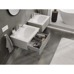 MEXEN/S - Rivel kúpeľňová skrinka 60 cm s umývadlom Vela, 1 šuplík, reliéf, šedá mat/biela mat 91A20-06023-1-BF62-W23M01