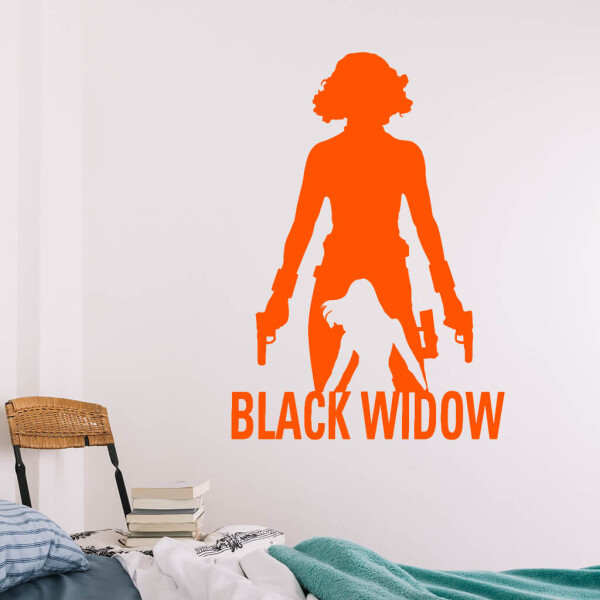 Veselá Stena Samolepka Black Widow silueta Farba: oranžová, Veľkosť: 60 x 85 cm