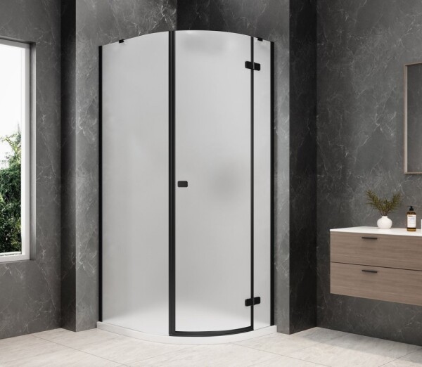 POLYSAN - GLOBE BLACK štvrťkruhová sprchová zástena 800x900, matné sklo, pravé GB2890MRB