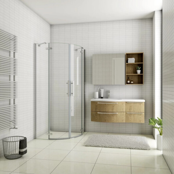 H K - Štvrťkruhový sprchovací kút MELODY S2 90x90 s dvojkrídlovými dverami, chróm, vrátane sprchovej vaničky z liateho mramoru MELODYS290/THOR-90Q