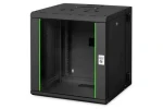 Digitus Unique čierna / Nástenný rozvádzač / 12U / 643x600x600 mm / sklenené dvere / IP20 (DN-19 12-U-3-SW)