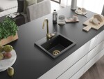 MEXEN/S MEXEN/S - Milo granitový drez 1 435 x 410 mm, čierna / strieborný metalik, + zlatý sifón 6505441000-73-G