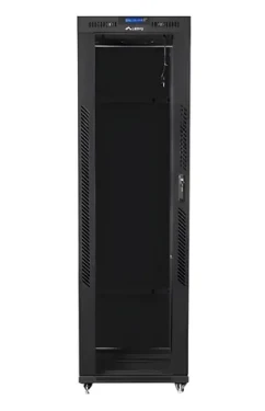 Lanberg FF01-6842-12BL V2 čierna / Stojanový rozvádzač / 19" / 42U / 600x800 mm / nosnosť 1200 kg / sklenené dvere (FF01-6842-12BL)