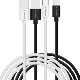 Verbatim Essentials Sync Charge čierna + biela / Kábel / USB-A na USB-C / 18 W / 100 cm / 2 ks (32393)