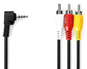 Nedis AV kábel jack 3,5 mm - 3x RCA čierna / Kábel / poniklované konektory / 1 m (CVGL22400BK10)
