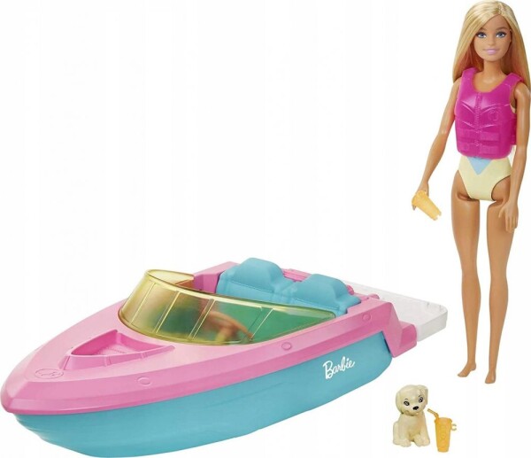 Mattel Barbie GRG30 Bábika s loďou a šteniatkom