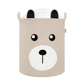 Sipo Kôš na hračky so šnúrkou, skladací bavlnený / 43 l, Teddy Bear Beige (SPBT036)