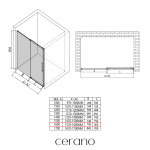 CERANO - Sprchové posuvné dvere Lantono L/P - 8 mm - Soft-Close - čierna matná, transparentné sklo - 160x195 CER-432058