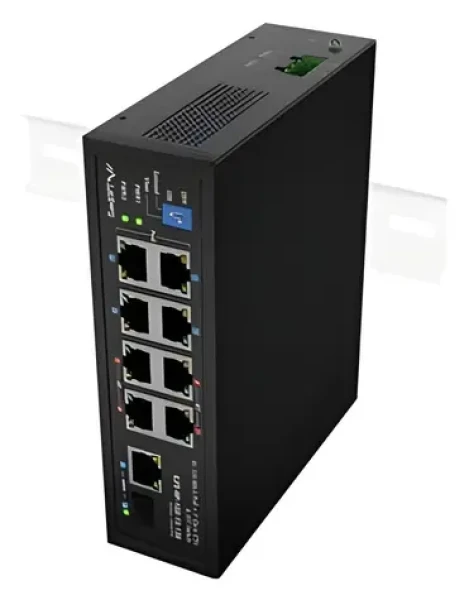 Lanberg ILFE-8P-1GE-1S-120 / Switch / 8x Fast Ethernet PoE / 4X PoE + 4X PoE + / 1x GbE + 1x SFP / DIN / Unmanaged (ILFE-8P-1GE-1S-120)