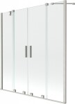 MEXEN/S - Velar Duo dvojkrídlová posuvná vaňová zástena 150 x 150, transparent, nikel kartáčovaný 896-150-000-02-97