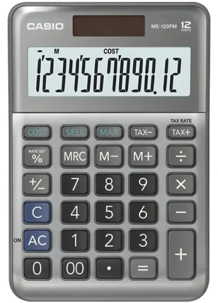 Casio MS-120FM / Stolová kalkulačka / 12-miestny displej / Výpočet DPH a marže / Solárne a batériové napájanie (4549526615436)