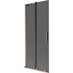 MEXEN/S - Velar L dvojkrídlová posuvná vaňová zástena 85 x 150, grafit, meď kartáčovaná 896-085-003-41-65