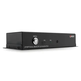Lindy 2 Port Dual Head DisplayPort 1.2 čierna / KVM prepínač / 4K UHD / USB / kovové telo / 2 PC (39306)