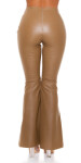 Sexy Faux Leather Flared Pants CAPPUCCINO