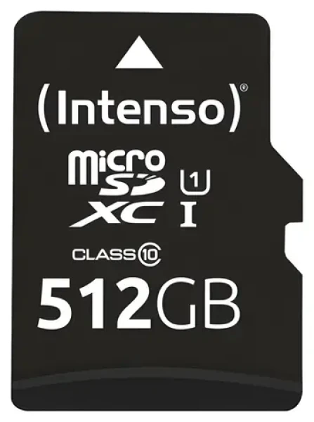 INTENSO Premium microSDXC 512GB / Pamäťová karta / UHS-I U1 / Class 10 / čítanie: 90 MB/s / vr. SD adaptéra (3423493)