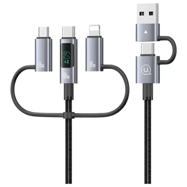 USAMS SJ71 čierna / Dátový kábel / 6v1 / 60W / Digitálny displej / 1,2 m (SJ713USB01)