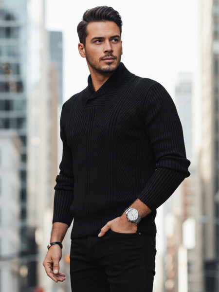 Pánsky čierny sveter FashionStreet WX2256z M