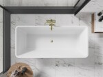 MEXEN/S - Tonia voľne stojaca vaňa 170 x 75, biela, sifón a prepad zlatá kartáčovaná 52171707500-55