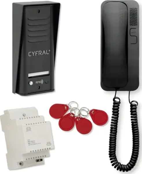 Cyfral Cosmo čierna / Domofón / pre 1 užívateľov / vonkajšia jednotka + slúchadlo (44072)