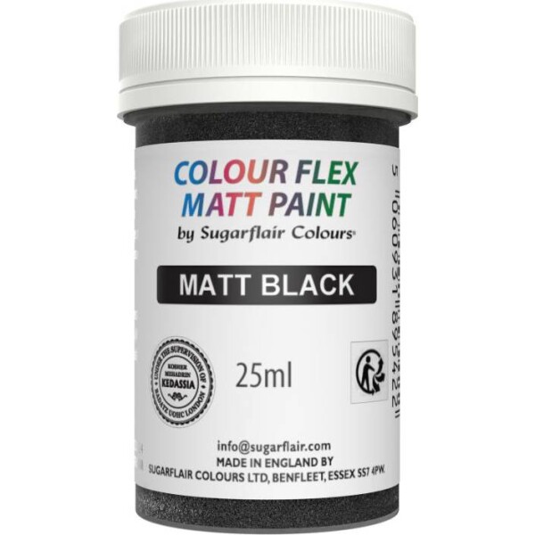 Gélová farba matt black 25 g - Sugarflair - Sugarflair