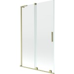 MEXEN/S - Velar L dvojkrídlová posuvná vaňová zástena 110 x 150, transparent, zlatá kartáčovaná 896-110-003-01-55