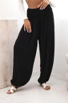 Dámske viskózové nohavice so širokými nohavicami a volánmi čierne UNI
