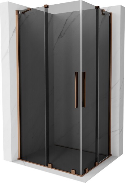 MEXEN/S - Velar Duo sprchovací kút, posuvné dvere 90 x 80, grafit, ružové zlato 871-090-080-42-60