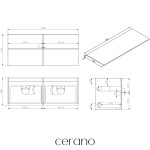 CERANO - Kúpeľňová skrinka Velora - čierna matná, úchytka zlatá + doska pod umývadlo Navira Slim - 18 mm - 120x54,8x46,5 CER-664789