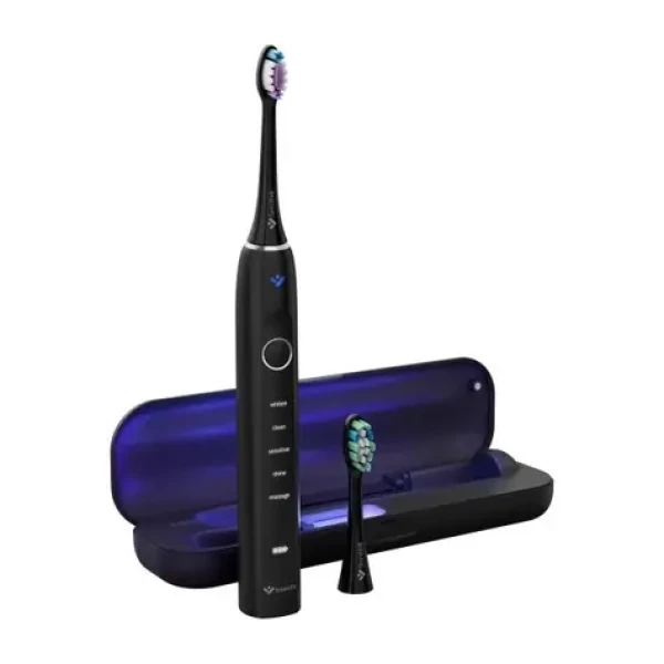 TrueLife SonicBrush Clean70 UV čierna / sonická zubná kefka / USB-C / 5 režimov čistenia / 90.000 kmitov / 2 hlavice (TLATMC70UVNBA)