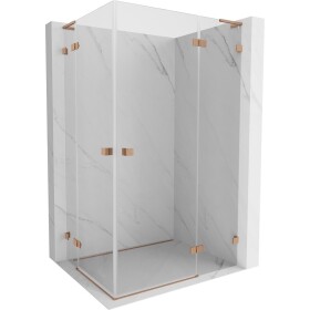 MEXEN/S - Lunar L Duo sprchovací kút dvere krídlové pravá 100 x 70, transparent, meď kartáčovaná 834L-100P-070L-65-00