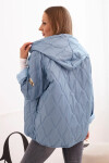 Dámska prešívaná bunda s kapucňou light denim UNI