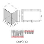 CERANO - Sprchovací kút Lantono L/P - 8 mm - Soft-Close - čierna matná, transparentné sklo - 170x70x195 - posuvný CER-433226