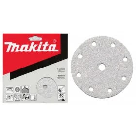 Makita P-37910 / Brúsny papier na drevo | kov | kameň / Zrnitosť 240 / Priemer 150 mm / 9 otvorov / 10 ks (P-37910)