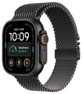 Apple Watch Ultra 4 GPS+Cellular 49mm Čierne titánové telo - Milánsky ťah z čierneho titánu L / 180-210 mm (MJAX4QC/A)