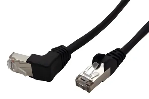 Goobay FTP patchkábel kat. 5e lomený 90 ° čierny / Patchkábel / FTP / 1 m (94187)