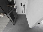 MEXEN/S - Kioto+ Sprchová zástena s poličkou WALK-IN 70 x 200, čierna vzor, grafit metal 800-070-121-95-70