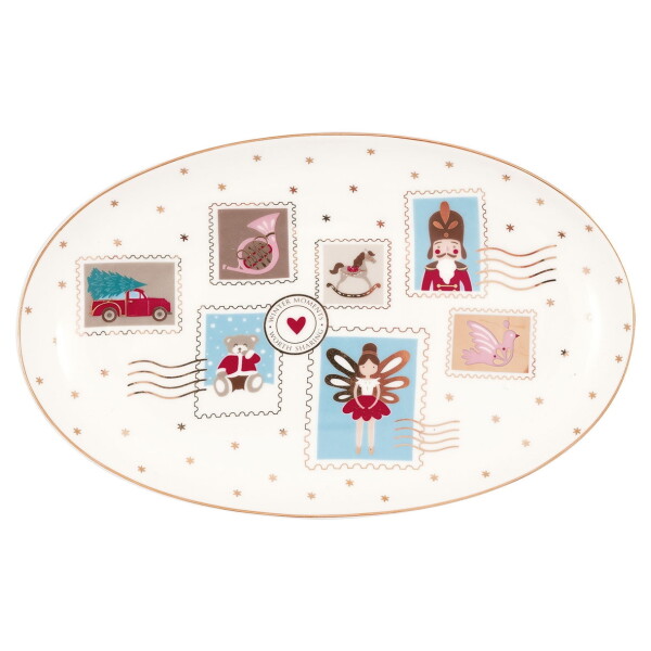 GREEN GATE Servírovací tanier Xmas Letter white 24 cm