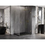 MEXEN/S - Lunar-B sprchovací kút dvere krídlové pravá 95 x 90, transparent, zlato kartáčovaná 832-095-090-55-00-P