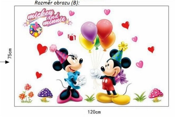 Veselá Stena Samolepka Mickey Mouse a Minnie Veľkosť: 75 x 120 cm