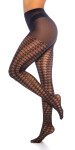 Trendy Houndstooth Pattern Tights black Einheitsgroesse