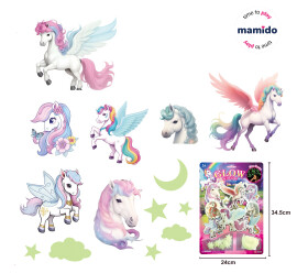 Mamido Mamido Svietiace nálepky na stenu Jednorožce, hviezdičky MT1246
