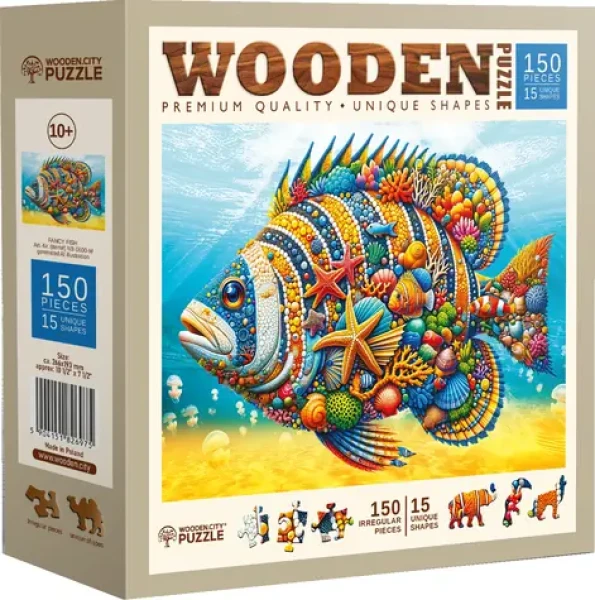 Wooden City Drevené puzzle Módna ryba