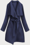 Tmavě modrý dámský minimalistický kabát (747ART) Barva: odcienie niebieskiego, Velikost: ONE SIZE