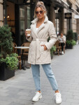 Dámska prechodná bunda s opaskom svetlo béžová FashionStreet TY5587 XXL