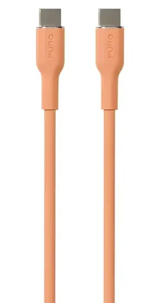 Puro Soft Silicone Cable broskyňová / Dátový kábel / USB-C - USB-C / 1,5 m (PUUSBCUSBCICONLORA)