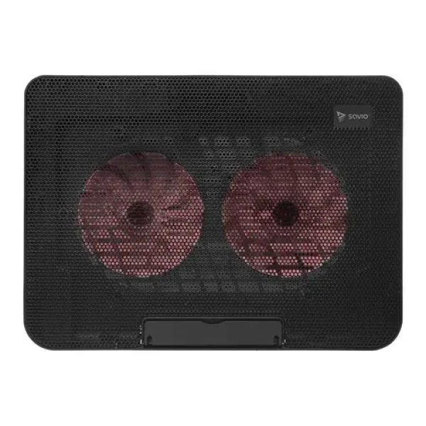 Savio COS-02 čierna / Chladiaca podložka pod notebook / 2 ventilátory / USB / červené podsvietenie / náklon 0-60 ° (SAVGBCOS-02)