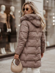 Dámska zimná prešívaná bunda s kapucňou, béžová, FashionStreet TY5821 S
