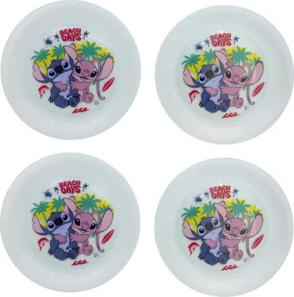 STOR Sada detských tanierikov Stitch / 4 ks / Odolný plast / Do umývačky aj mikrovlnky (11252)