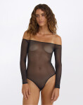 Organic Basics Mesh Off-Shoulder Bodysuit Black L